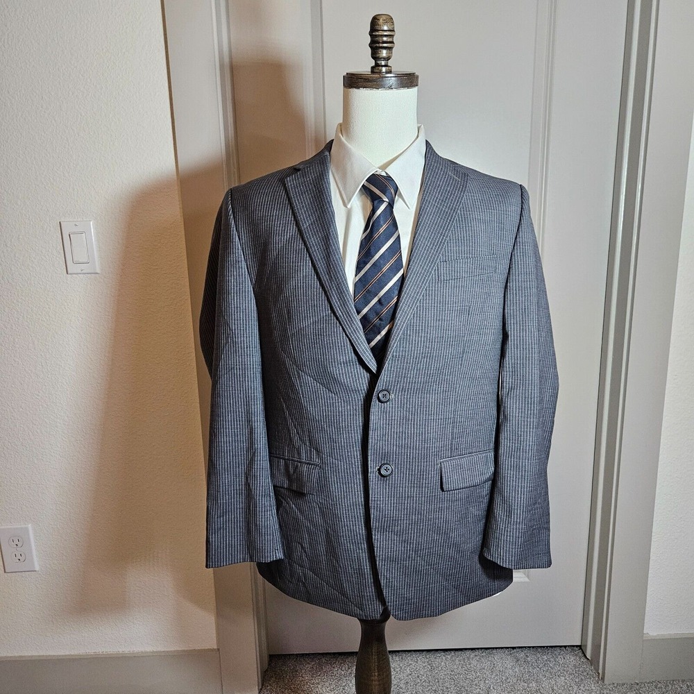 Lauren Ralph Lauren Wool Suit Blazer Sport Coat‎ Men 40R Gray Pinstriped